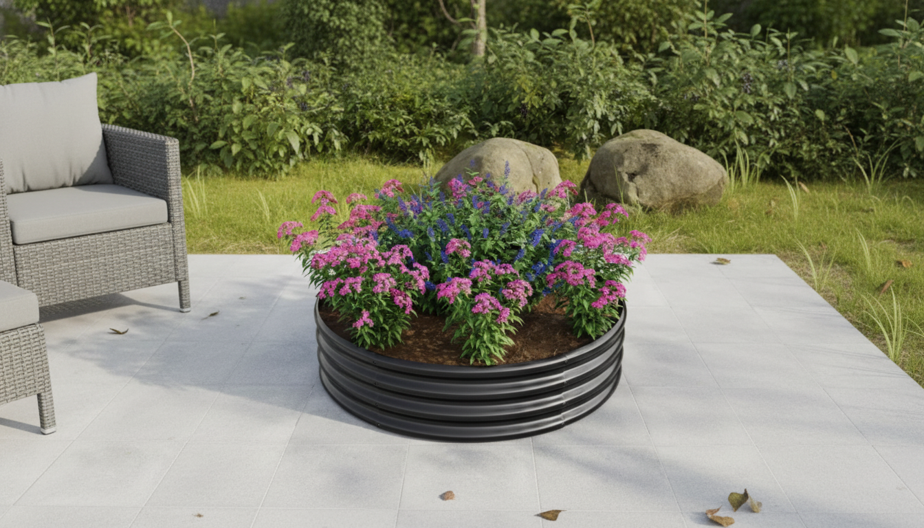 11.4-Inch Deep Tall Round Metal Raised Bed for Patios