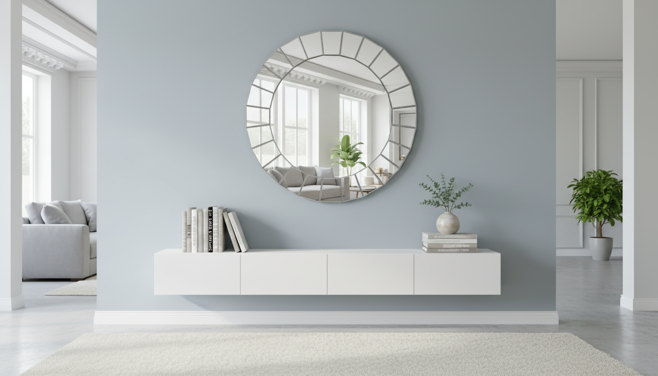 32-Inch Round Silver Wall Mirror for Bright Living Rooms
