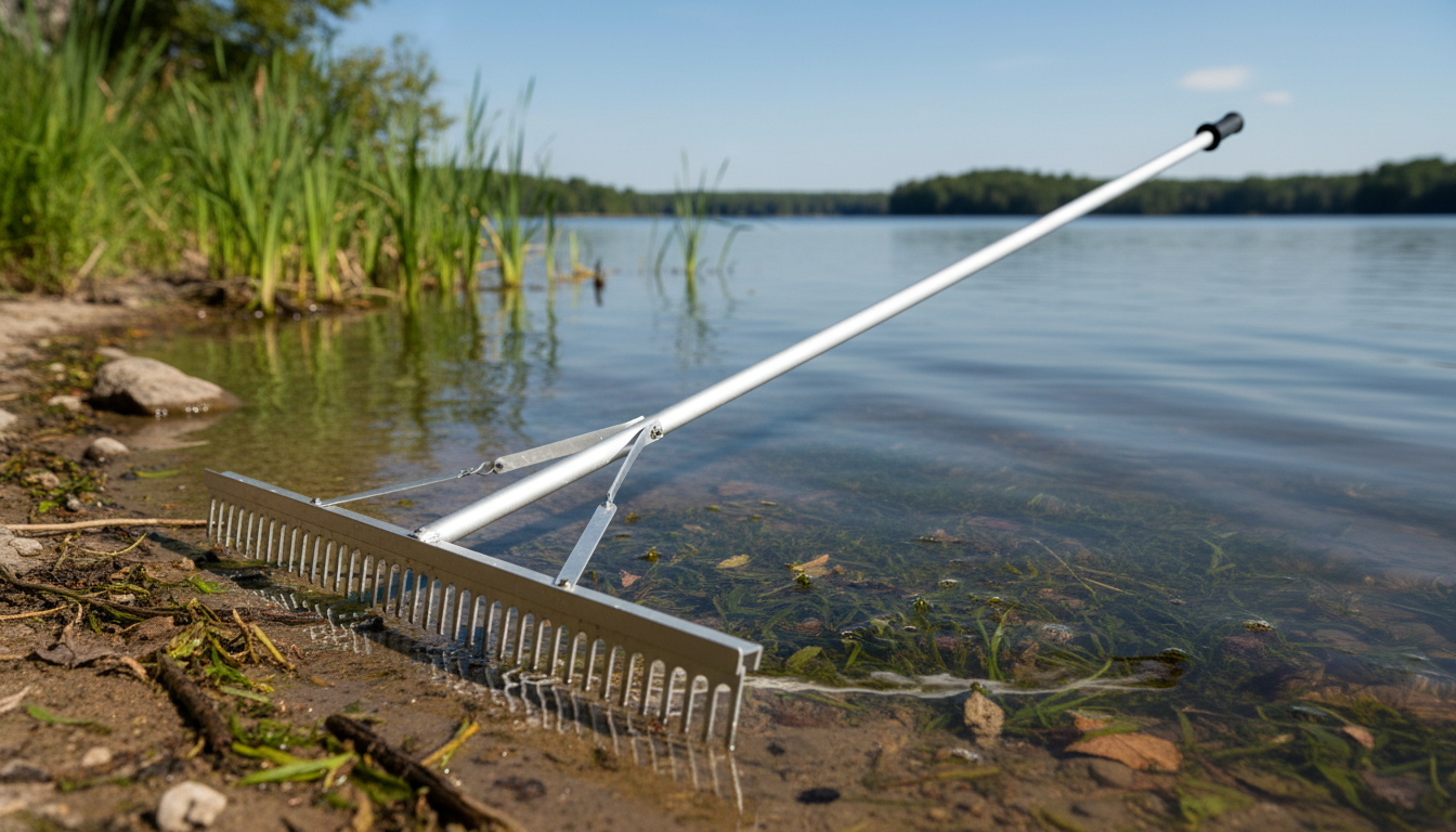 36" Aluminum Lake Rake: 75" Handle for Shorelines