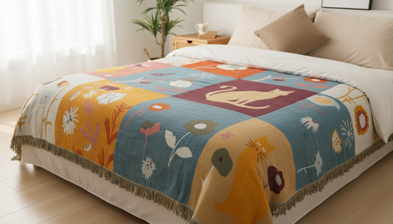 4-Layer Patchwork Cotton Gauze Blanket (79x91)