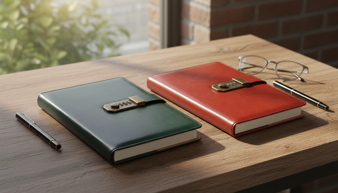 A5 Lockable Notebook: Coded Lock, Waterproof PU Cover