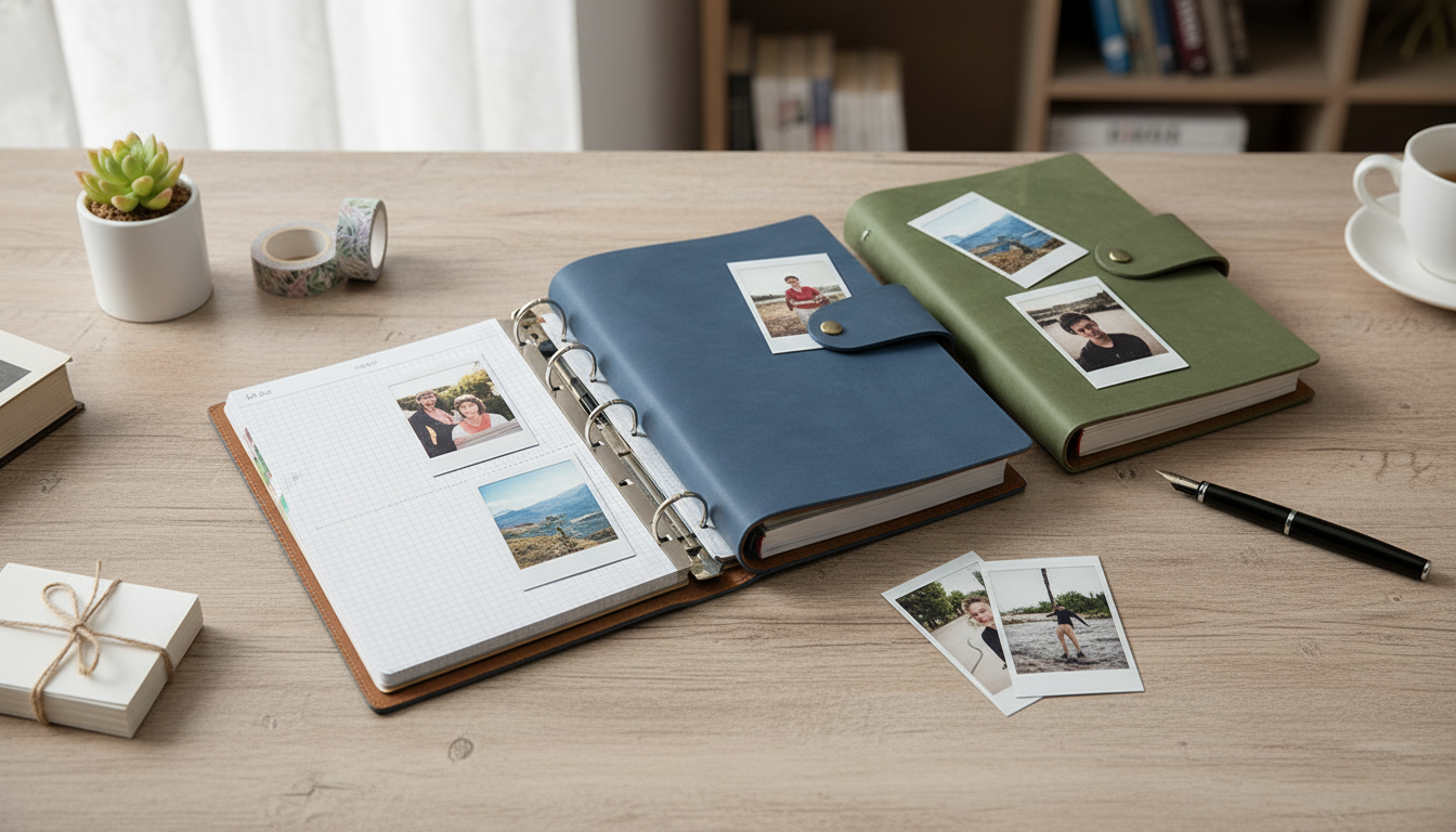 A5 Soft PU Leather Binder: Planner + Photo Card Album