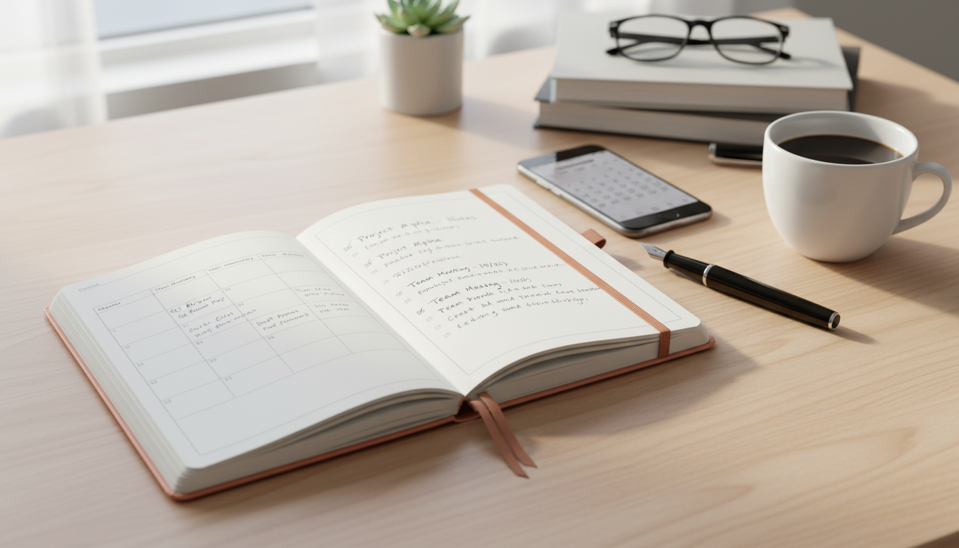 A5 Strap Notebook for Work: Notes, Meetings & Planning