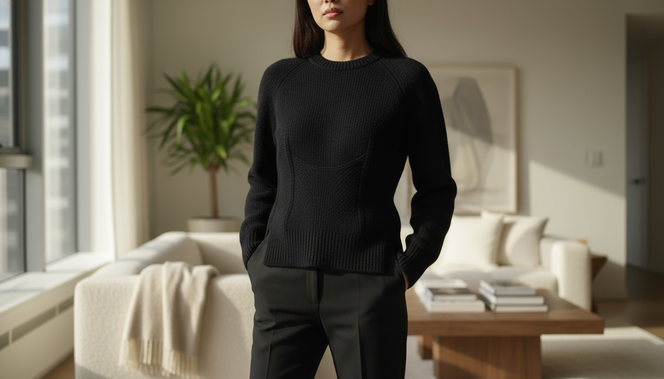McQueen Chevron Corset Sweater: Sculpted Wool Fit