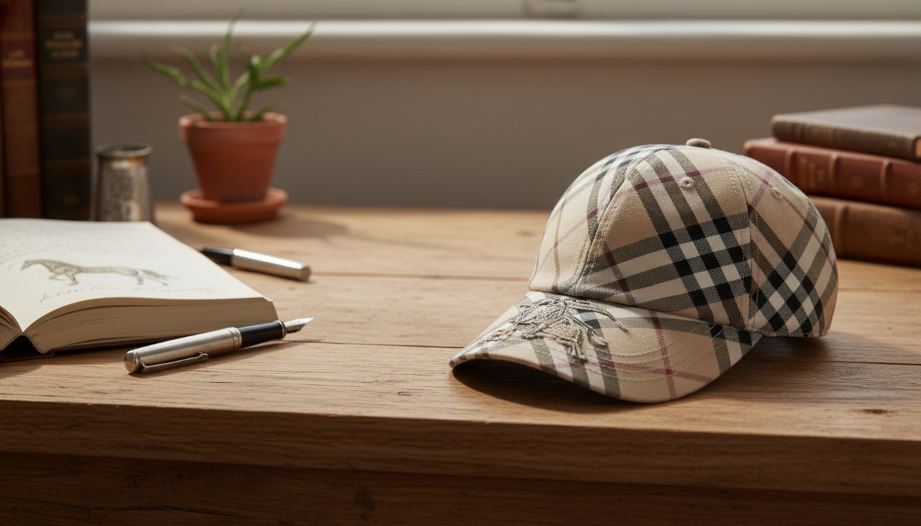 Burberry Archivio Check Cap: Equestrian Knight Logo