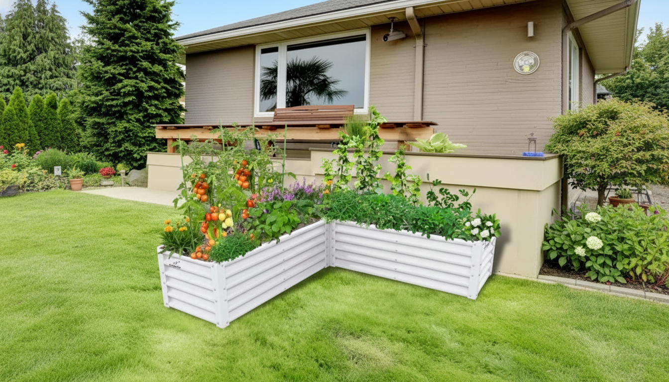 Corner-Smart 2-Piece L-Shaped Metal Raised Bed Set