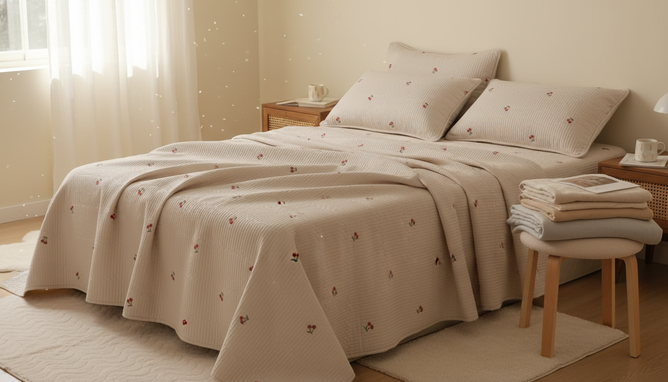 Embroidered Quilted Bedspread Set + Pillowcases Guide