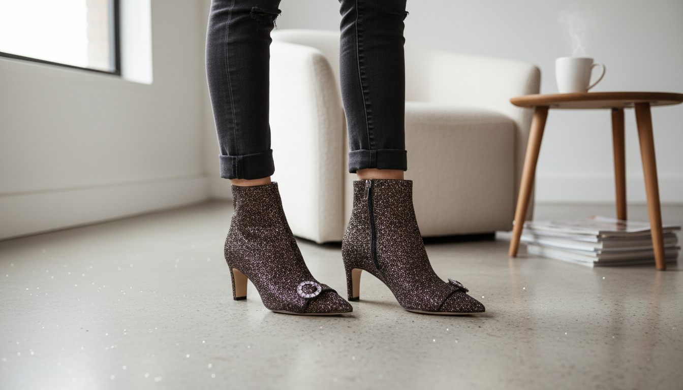Jimmy Choo Hanover 65 Amethyst Glitter Boots: Style & Fit