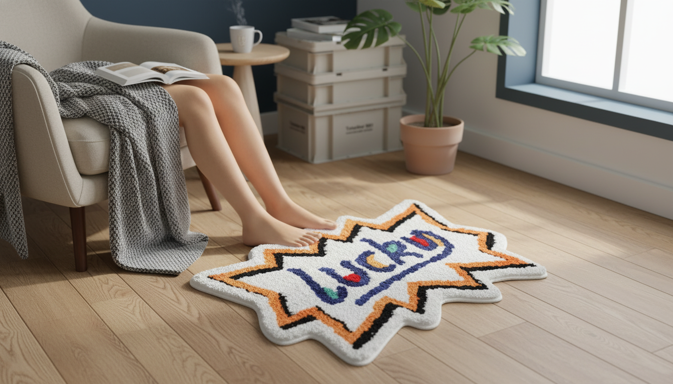 Lucky Letter Tufted Rug: Cozy, Anti-Slip Comfort