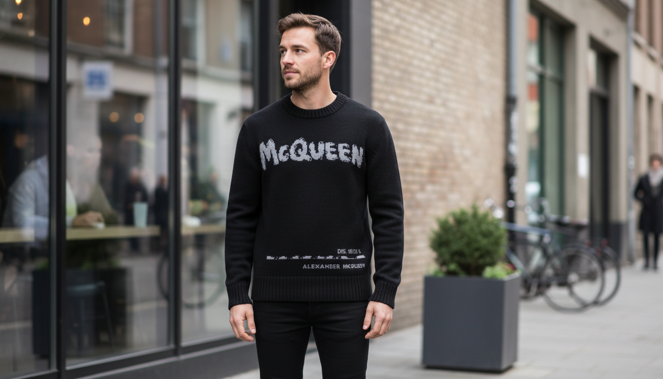 McQueen Cotton Sweater: Embroidered Logo, Elevated Fit