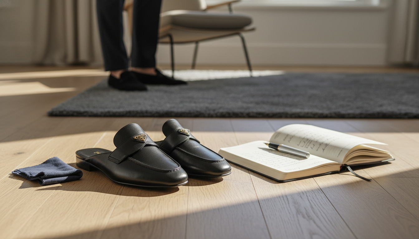 Prada Leather Mules: Triangular Plaque Styling & Care