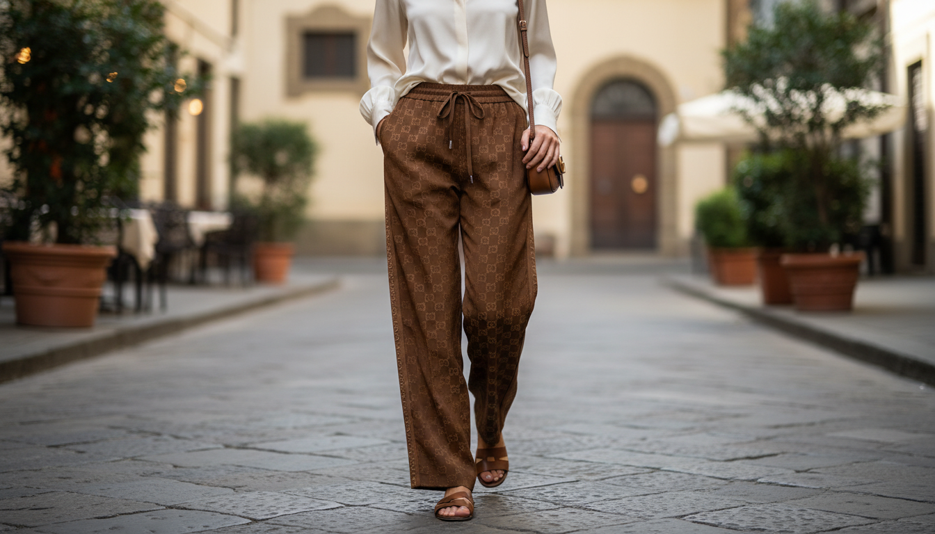 How to Style Gucci GG Palazzo Pants with Side Bands