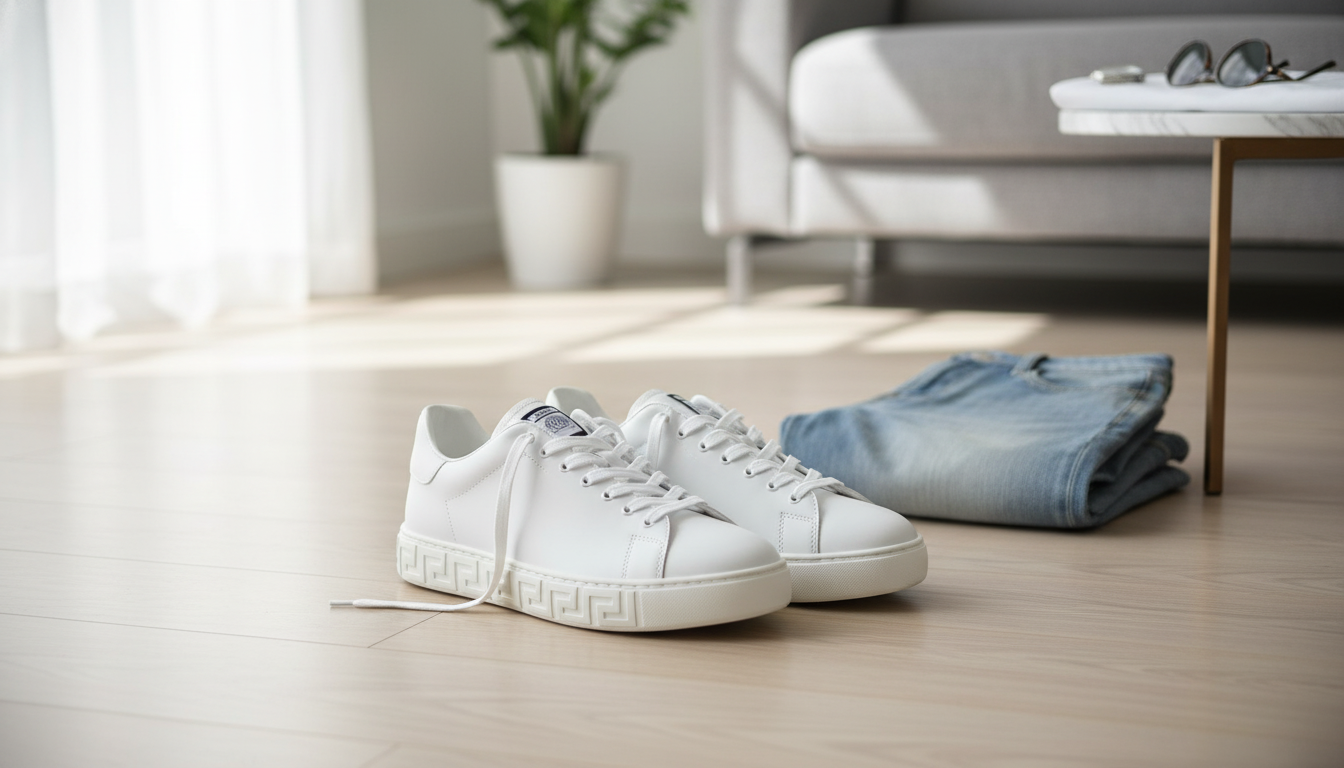 Versace Calfskin Sneakers: Sleek Leather, Easy Styling