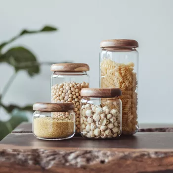 Airtight Glass Jars + Acacia Wood Lids for Pantry Calm