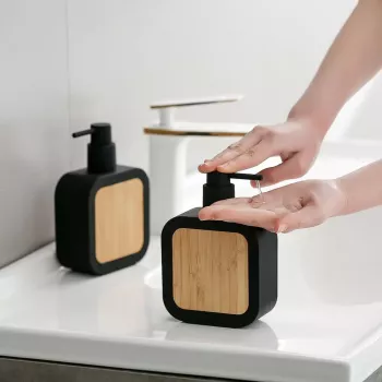 Bamboo Accent Soap Dispenser: Clean, Spa-Like Sink Style